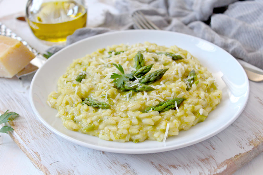Risoto de aspargos com grana padano