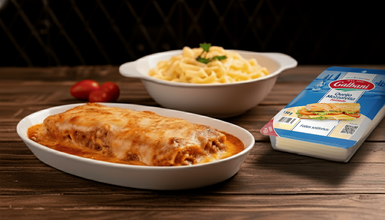 Parmegiana de Carne com Macarrão Fettuccine
