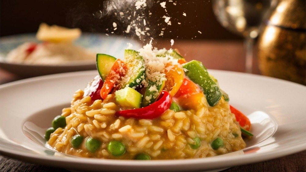 Risoto cremoso de vegetais frescos